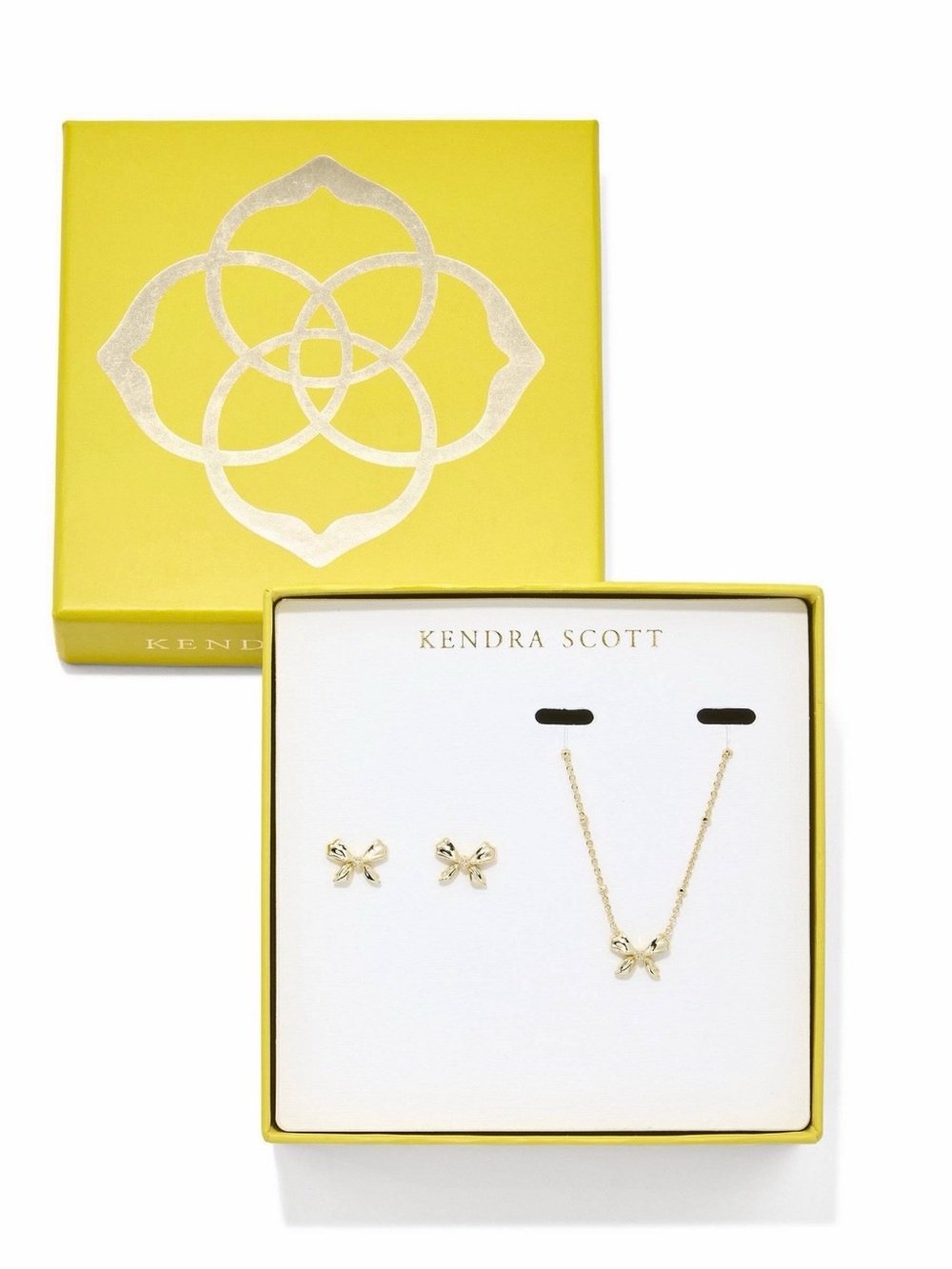 Kendra Scott Gold Bow Necklace and Stud Earrings Set